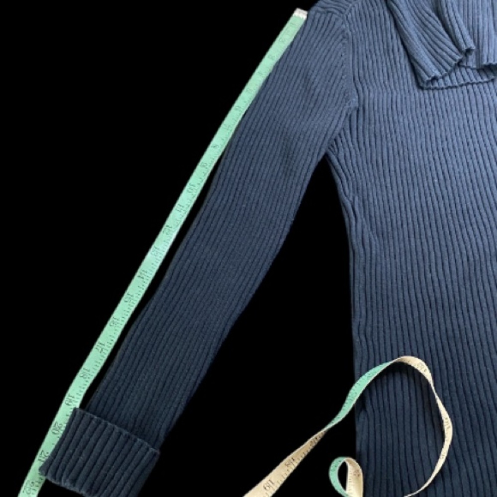L.L. Bean Black Ribbed Turtleneck Stretch Fitted Cotton Sweater - Picture 6 of 6